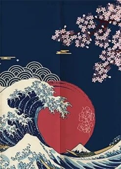 Japanese Noren Doorway Curtain Cotton Linen For Window Panel Privacy Partition Divider Kitchen Door Decor (Wave,31 X 60inch) -Best Furniture Store 51L1kmaJzbL. AC