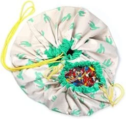 Play&Go Play & Go Drawstring Play Mat Storage Bag For Children - Kids Toy Storage Organizer - Drawstring Toy Bag - Large 55" Play Mat For Toddlers Toys And Bag For Storage - Cactus -Best Furniture Store 51L25NKYinL. AC