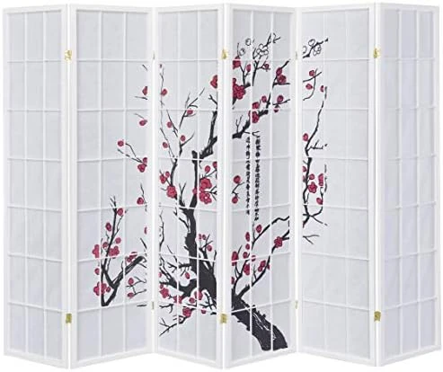 4-Panel Blossom Screen Room Divider, Black 8 4-Panel Blossom Screen Room Divider, Black - Image 8