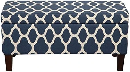 HomePop Large Upholstered Rectangular Storage Ottoman Bench With Hinged Lid, Slate Damask 11 HomePop Large Upholstered Rectangular Storage Ottoman Bench With Hinged Lid, Slate Damask - Image 11
