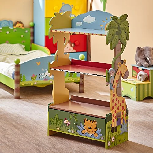 Fantasy Fields Sunny Safari Animal Wooden 3 Shelves Kids Bookshelf With 1 Drawer Storage Imagination Inspiring Hand Crafted & Hand Painted Details 3 Fantasy Fields Sunny Safari Animal Wooden 3 Shelves Kids Bookshelf With 1 Drawer Storage Imagination Inspiring Hand Crafted & Hand Painted Details - Image 3