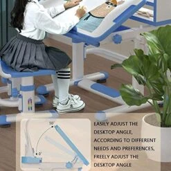 OLOTU Adjustable Kids Desk And Chair Set, Children Writing Table With LED Light ＆ Reading Board ＆ Drawer, Ergonomic Study Desk -Best Furniture Store 51LNY9iLwXL
