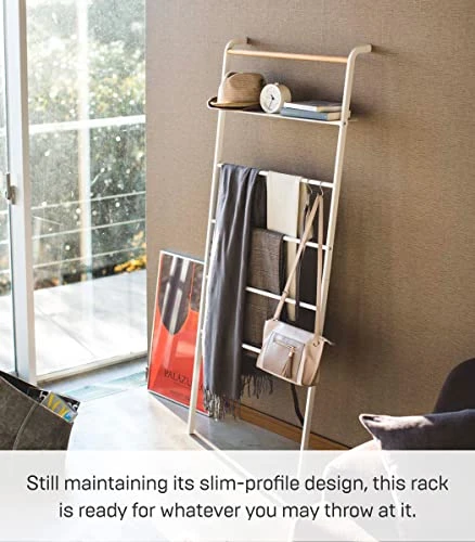 YAMAZAKI Home Tower Leaning Ladder With Shelf White 5 YAMAZAKI Home Tower Leaning Ladder With Shelf White - Image 5