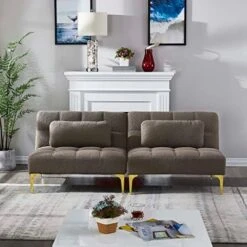 Modern Convertible Futon Sofa Bed Couch With Gold Metal Legs, Futon Sleeper Couch Daybed Single Chair With Teddy Fabric & Pillow For Apartment Office Small Space Living Room (White Teddy) 15 Modern Convertible Futon Sofa Bed Couch With Gold Metal Legs, Futon Sleeper Couch Daybed Single Chair With Teddy Fabric & Pillow For Apartment Office Small Space Living Room (White Teddy) -Best Furniture Store 51LlL78vbL. AC