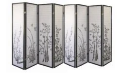 8 Panel Bamboo Floral Room Divider - Black By SQUARE FURNITURE