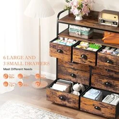 Dresser For Bedroom With 9 Drawers, Tall Dressers For Bedroom With Shelves Dressers & Chests Of Drawers Fabric Storage Drawer Units For Bedroom, Closet, Rustic Brown 11 Dresser For Bedroom With 9 Drawers, Tall Dressers For Bedroom With Shelves Dressers & Chests Of Drawers Fabric Storage Drawer Units For Bedroom, Closet, Rustic Brown -Best Furniture Store 51LxUZOfaSL