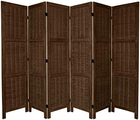 Oriental Furniture 5 1/2 Ft. Tall Bamboo Matchstick Woven Room Divider - Burnt Grey - 6 Panel 4 Oriental Furniture 5 1/2 Ft. Tall Bamboo Matchstick Woven Room Divider - Burnt Grey - 6 Panel - Image 4