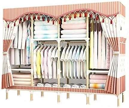 HMGGDD Simple Frame Type Bold Reinforced Cloth Wardrobe Simple Economic Assembled Wardrobe Storage Cabinet (Color : E) 5 HMGGDD Simple Frame Type Bold Reinforced Cloth Wardrobe Simple Economic Assembled Wardrobe Storage Cabinet (Color : E) - Image 5