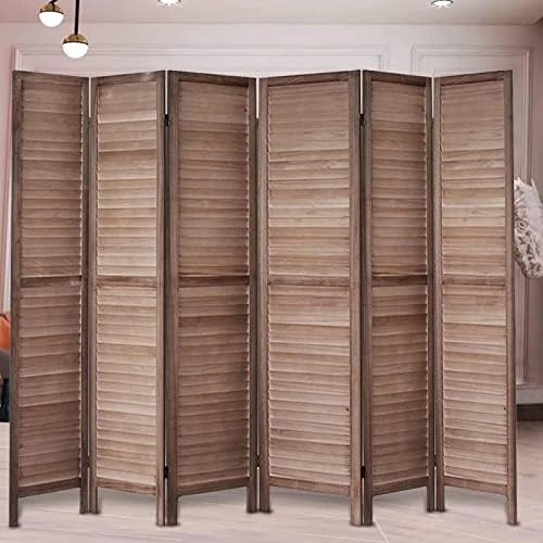Room Divider 5.6 FT Tall Room Dividers And Folding Privacy Screens Wood Room Divider Wall Folding Screen, Room Divider Screen, 16" Wide Panel Brown, 8 Panel 13 Room Divider 5.6 FT Tall Room Dividers And Folding Privacy Screens Wood Room Divider Wall Folding Screen, Room Divider Screen, 16" Wide Panel Brown, 8 Panel - Image 13