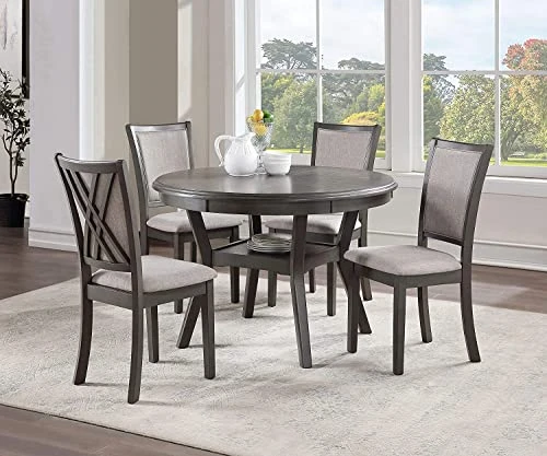 New Classic Furniture Amy 5-Piece Dining Table Set, Gray 1 New Classic Furniture Amy 5-Piece Dining Table Set, Gray