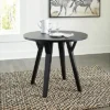 Signature Design By Ashley Otaska Mid Century Modern Round Dining Room Table, Black