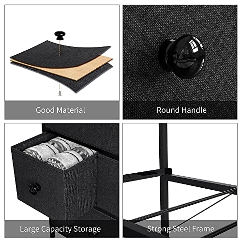 6 Drawer Dresser For Bedroom Chest Of Drawers Closets Storage Units Organizer Tower Steel Frame Wooden Top Living Room Entryway Office (Black Grey) YLZ6B4 4 6 Drawer Dresser For Bedroom Chest Of Drawers Closets Storage Units Organizer Tower Steel Frame Wooden Top Living Room Entryway Office (Black Grey) YLZ6B4 - Image 4