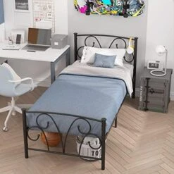 Timy Pink Kids Twin Bed Frame With Headboard And Footboard , Metal Platform Bed Frame With 12 Inch Storage Space For Boys Girls Teens Adults, No Box Spring Needed -Best Furniture Store 51N5P98gOXL. AC