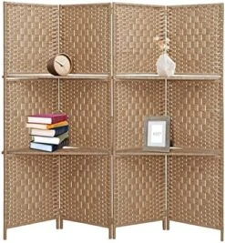 4 Panel Room Divider With Shelves 5.6ft.Tall Folding Privacy Screen Panels, Room Divider Wall, Divider For Room Separation, Room Divider Shelves,Place Small Items, Effectively Block Sight(White) -Best Furniture Store 51N77jbKGGL. AC