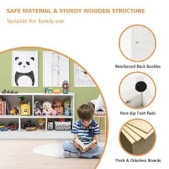 Costzon Toy Storage Organizer For Kids, 5-Section School Classroom Storage Cabinet For Organizing Books Toys, Wooden Bookshelf Daycare Furniture For Playroom, Kids Room, Nursery, Kindergarten (White) -Best Furniture Store 51NBqVBZckL