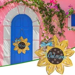 MatureGirl Wooden Listing Border New Creative Wall Decoration Wall Decoration Sunflower Summer Doorplate Farmhouse Christmas Decorations For The Home (Yellow, One Size) -Best Furniture Store 51NE0oag0IL