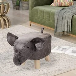 Gazechimp Animal Footstool, Foot Rest With Wooden Legs, Cute Storage Multifunctional Cartoon Sofa Tea Stool, Kids Stool For Bedroom Playroom Guest Rooms, Gray -Best Furniture Store 51NG0YDaqgL