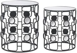 Joveco Metal Accent Tables Set Of 2, Nesting Side Table Modern Round End Table Set, Decorative Coffee Tables Nightstands Stools For Living Room Bedroom Balcony Lounge Office (Black & Bronze) -Best Furniture Store 51NKXEgw3L. AC