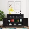 LOKO Buffet Cabinet With Storage, Freestanding Kitchen Cabinet With Adjustable Shelf, Storage Sideboard Console Table, 45 X 20 X 36 Inches (Brown)