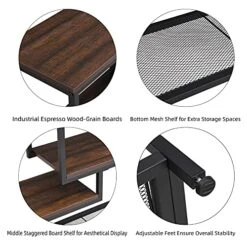 FIVEGIVEN Narrow Console Table For Entryway Hallway Table With Storage Shelves For Living Room Espresso Industrial -Best Furniture Store 51NQlUW7ttL