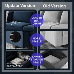 Belffin Modular Velvet Sectional Sofa With Chaise Lounge Sectional Sleeper Sofa With Storage Chaise Sofa Bed Couch For Living Room Blue… -Best Furniture Store 51NRFx3BHXL