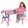 Trolls Activity Table Sets – Folding Childrens Table & Chair Set – Includes 2 Kid Chairs With Non Skid Rubber Feet & Padded Seats – Sturdy Metal Construction , Pink