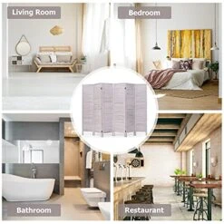 DORTALA 6-Panel Room Divider, 5.5Ft Tall Freestanding Wood Folding Screen For More Privacy Space, Louver Appearance, Ideal Solution For Partition Space And Enhance Your Decor, White -Best Furniture Store 51Npj7EimBL