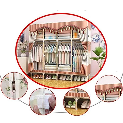 HMGGDD Simple Frame Type Bold Reinforced Cloth Wardrobe Simple Economic Assembled Wardrobe Storage Cabinet (Color : E) 3 HMGGDD Simple Frame Type Bold Reinforced Cloth Wardrobe Simple Economic Assembled Wardrobe Storage Cabinet (Color : E) - Image 3