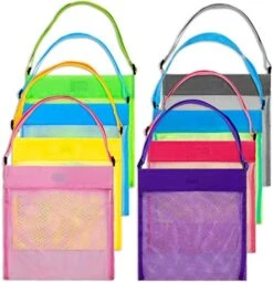 Meekoo 8 Pieces Colorful Mesh Beach Bags Seashell Bags Beach Shell Bags For Treasure Shell Toy Storage(Color Set 2, Size Set 2) -Best Furniture Store 51NvYiQNKOL. AC