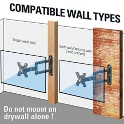 Mounting Dream UL Listed Full Motion Monitor Wall Mount TV Bracket For 10-26 Inch LED, LCD Flat Screen TV And Monitor, TV Mount With Swivel Articulating Arm, Up To VESA 100x100mm And 33LBS MD2463 -Best Furniture Store 51NxYwSR3pL