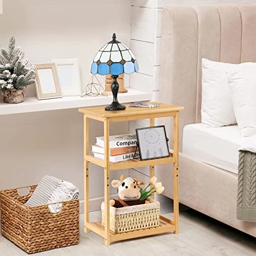 Smusei End Tables Living Room Small Nightstand Wood Side Table For Bedside Sofa Office Bedroom Guest Room, Farmhouse Bamboo 4 Smusei End Tables Living Room Small Nightstand Wood Side Table For Bedside Sofa Office Bedroom Guest Room, Farmhouse Bamboo - Image 4