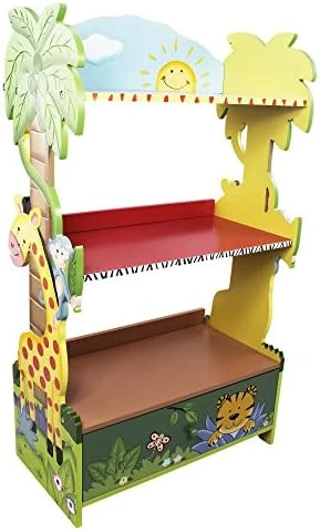 Fantasy Fields Sunny Safari Animal Wooden 3 Shelves Kids Bookshelf With 1 Drawer Storage Imagination Inspiring Hand Crafted & Hand Painted Details 5 Fantasy Fields Sunny Safari Animal Wooden 3 Shelves Kids Bookshelf With 1 Drawer Storage Imagination Inspiring Hand Crafted & Hand Painted Details - Image 5
