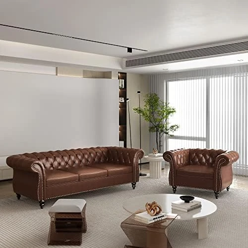 QHITTY 2 Piece Living Room Set, Sectional Chesterfield Sofa Chair Contemporary Upholstered Velvet Loveseat Couch Sets For Living Room, Bedroom, Office 15 QHITTY 2 Piece Living Room Set, Sectional Chesterfield Sofa Chair Contemporary Upholstered Velvet Loveseat Couch Sets For Living Room, Bedroom, Office - Image 15