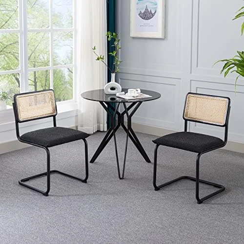 ONEVOG Rattan Dining Chair With Cane Backrest And Metal Frame, Set Of 2, Indoor Furniture For Kitchen, Living Room, Bedroom, Guest Room, Restaurant(Beige) 8 ONEVOG Rattan Dining Chair With Cane Backrest And Metal Frame, Set Of 2, Indoor Furniture For Kitchen, Living Room, Bedroom, Guest Room, Restaurant(Beige) - Image 8