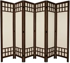 Oriental Furniture 5 1/2 Ft. Tall Window Pane Fabric Room Divider - Burnt Grey - 6 Panel -Best Furniture Store 51OE1iYsOnL. AC
