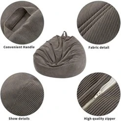 Nobildonna Bean Bag Chair Cover (No Filler) For Kids And Adults. Extra Large 300L Beanbag Stuffed Animal Storage Soft Premium Corduroy -Best Furniture Store 51OHWXLGZXL