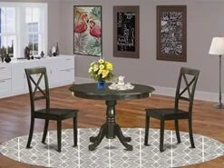 East West Furniture HLBO5-LWH-W 5 Piece Dinette Set For 4 Includes A Round Dining Room Table With Pedestal And 4 Kitchen Dining Chairs, 42x42 Inch, Linen White 14 East West Furniture HLBO5-LWH-W 5 Piece Dinette Set For 4 Includes A Round Dining Room Table With Pedestal And 4 Kitchen Dining Chairs, 42x42 Inch, Linen White -Best Furniture Store 51ONH7jqYoL. AC