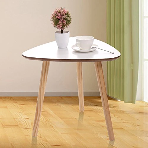 JAXPETY Modern Triangle Side Table Coffee Table, Wooden End Table For Small Space Magazines, Books And Plants With Solid Wood Legs, White 2 JAXPETY Modern Triangle Side Table Coffee Table, Wooden End Table For Small Space Magazines, Books And Plants With Solid Wood Legs, White - Image 2