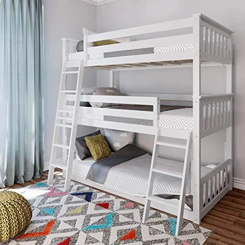 W Bunk Bed, Twin-Over-Twin Wood Bed Frame For Kids, White 10 W Bunk Bed, Twin-Over-Twin Wood Bed Frame For Kids, White - Image 10