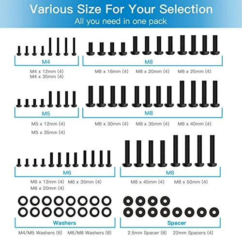 Universal TV Mounting Hardware Kit Fits Most TVs Up To 80 Inches, VESA Wall Mount M4, M5, M6, M8 Screws, Spacers And Washers, Works With Most TV/Monitor Mounts, PGUHP2, Black 2 Universal TV Mounting Hardware Kit Fits Most TVs Up To 80 Inches, VESA Wall Mount M4, M5, M6, M8 Screws, Spacers And Washers, Works With Most TV/Monitor Mounts, PGUHP2, Black - Image 2