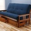 Toronto Futon Set Frame And Mattress Full Size Wood Finish W/ 8 Inch Innerspring Matt Includes Choice To Add Drawers Sofa Bed Couch Sleeper (Frame, Matt And Drawers Set, Azure)