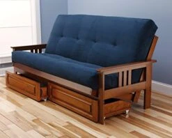 Toronto Futon Set Frame And Mattress Full Size Wood Finish W/ 8 Inch Innerspring Matt Includes Choice To Add Drawers Sofa Bed Couch Sleeper (Frame, Matt And Drawers Set, Azure) -Best Furniture Store 51OWiTCLV9L. AC
