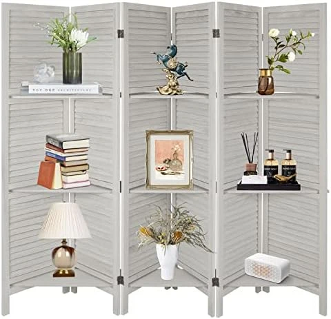 Room Divider 6 Panel, Wooden Room Divider Wall, 6 Panel Folding Privacy Screens, Freestanding Room Partition For Office Kitchen Bedroom Balcony (White) 11 Room Divider 6 Panel, Wooden Room Divider Wall, 6 Panel Folding Privacy Screens, Freestanding Room Partition For Office Kitchen Bedroom Balcony (White) - Image 11