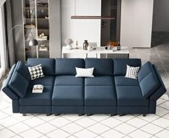 Belffin Modular Velvet Sectional Sofa With Chaise Lounge Sectional Sleeper Sofa With Storage Chaise Sofa Bed Couch For Living Room Blue… -Best Furniture Store 51OiljVHJ2L. AC