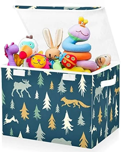 FULUHUAPIN Christmas Reindeer Fox Trees Toy Storage Box Chest With Lid, 16.5"x12.6"x11.8" Sturdy Toys Organizer Boxes Bin Baskets For Boy, Girl, Nursery, Closet, Bedroom, Playroom 21010277 11 FULUHUAPIN Christmas Reindeer Fox Trees Toy Storage Box Chest With Lid, 16.5"x12.6"x11.8" Sturdy Toys Organizer Boxes Bin Baskets For Boy, Girl, Nursery, Closet, Bedroom, Playroom 21010277 - Image 11