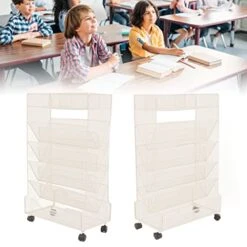 Pssopp Kids Sling Bookshelf, 6 Tier Large Capacity Rust Prevention Bookshelf With Wheels For Students -Best Furniture Store 51OyP4FQ70L