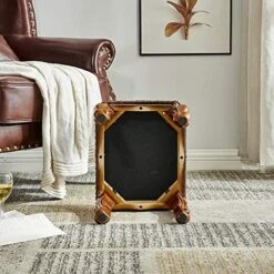 LEILISI Small Footstool Brown Leather Ottoman, Vintage Carved Upholstered Footrest, Rubber Wooden Foot Rest Stool Sofa Stool (Red-Brown) 13 LEILISI Small Footstool Brown Leather Ottoman, Vintage Carved Upholstered Footrest, Rubber Wooden Foot Rest Stool Sofa Stool (Red-Brown) -Best Furniture Store 51P10gwFVeL