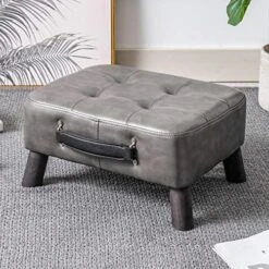 Small Foot Stool Ottoman, Black Velvet Ottoman Rectangle Footrest, Bedside Step Stool With Wood Legs, Small Rectangular Stool, Foot Rest For Couch, Small Ottoman For Desk, Living Room, Bedroom, Patio -Best Furniture Store 51P2qMKk8iL. AC