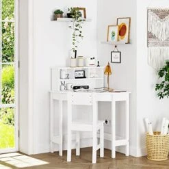UTEX Kids Desk,Wooden Study Desk With Chair For Children,Writing Desk With Storage And Hutch For Home School Use,White 11 UTEX Kids Desk,Wooden Study Desk With Chair For Children,Writing Desk With Storage And Hutch For Home School Use,White -Best Furniture Store 51P3geyKoXL