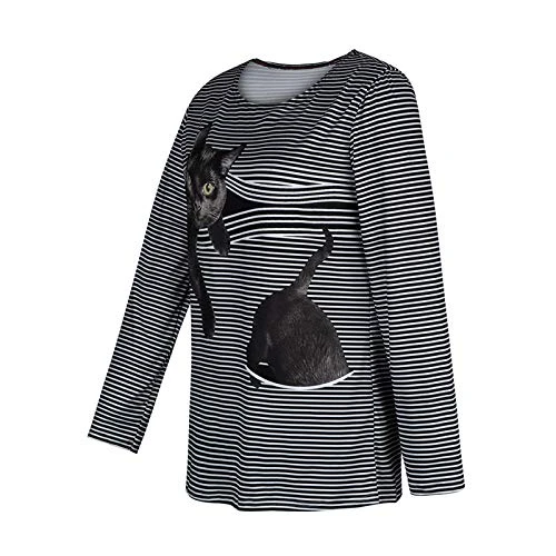 Womens Summer TopsWomens Long Sleeve Blouse 3D Cat Graphic Pullover Stripe Crewneck Tops Ladies Casual Tshirt 3 Womens Summer TopsWomens Long Sleeve Blouse 3D Cat Graphic Pullover Stripe Crewneck Tops Ladies Casual Tshirt - Image 3